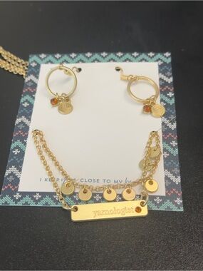 NEW Hobby Lobby Gold Tone Yarnologist Necklace & Earring Set Limited Edition